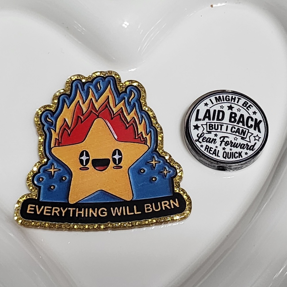 Everything Will Burn Flatback Focal Bead Keychain Beaded Badge Phone Chain